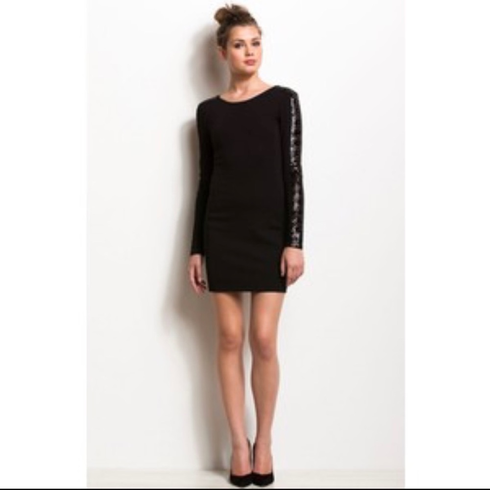 Armani exchange sequin sleeve mini dress