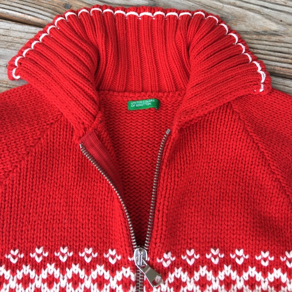 United Colors Of Benetton Red/White Sweater - Picture 3 of 7