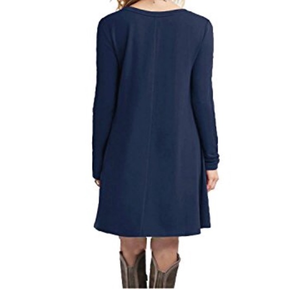 NWT LONG SLEEVE T-shirt Dress Navy Blue - Picture 2 of 3