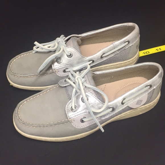 Sperry - Loafers Gray and shimmer Trim Size 5 $90 - Picture 1 of 7