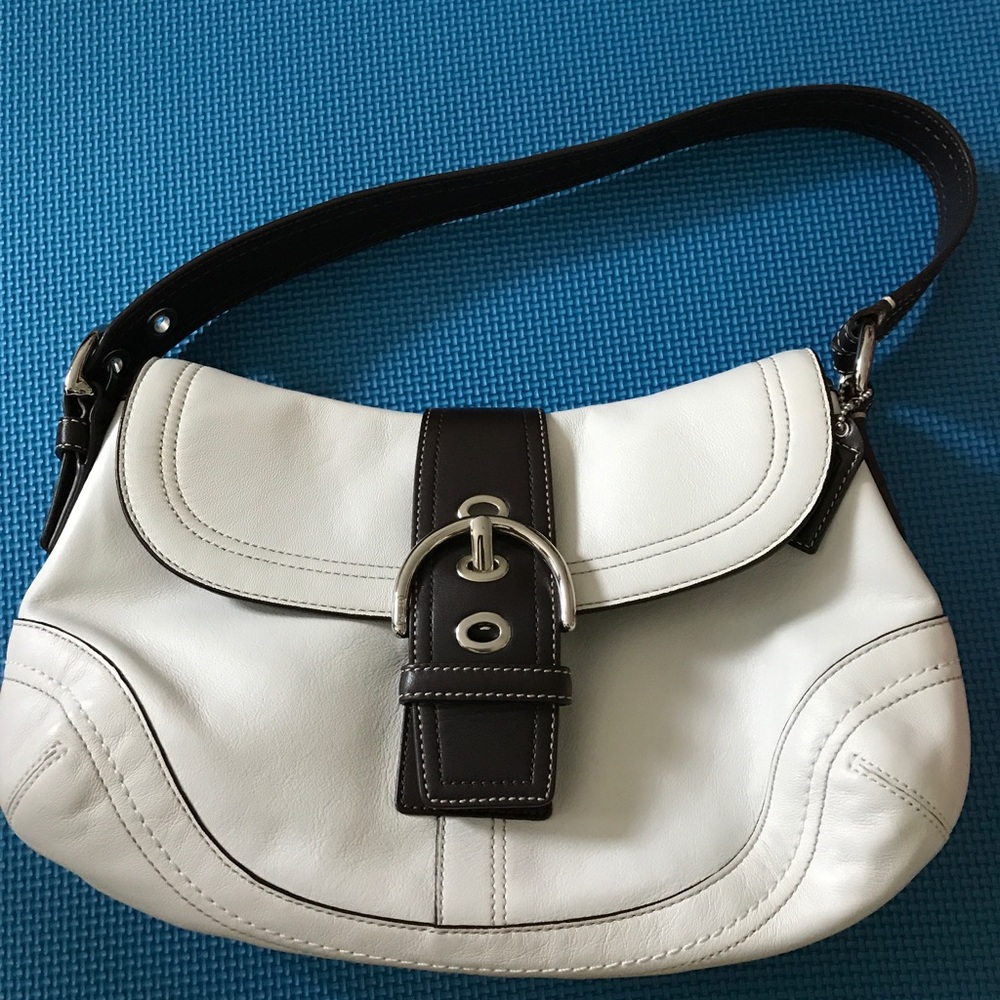 Coach white and brown bag