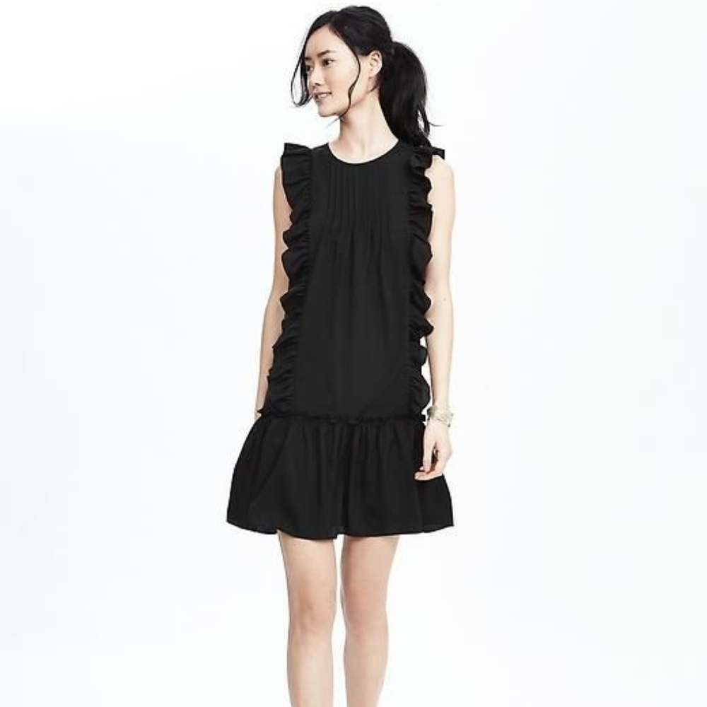 Banana Republic Black Ruffle Dress
