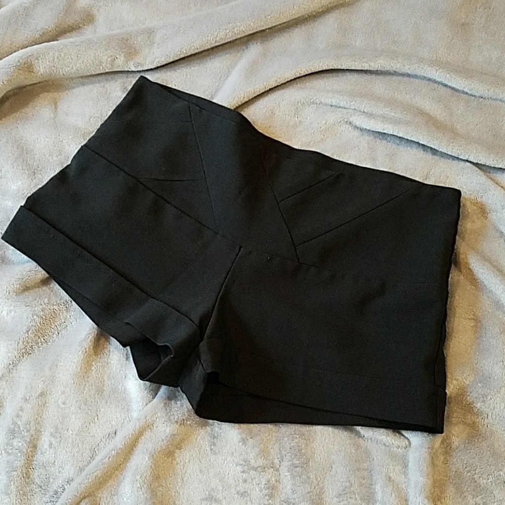 Black mid-high waist shorts