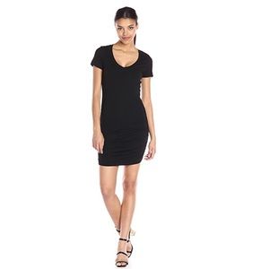 Michael Stars Ruched V-Neck  Jersey Minidress