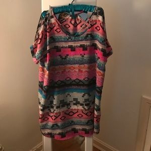 Aztec Printed Tee Shirt Dress
