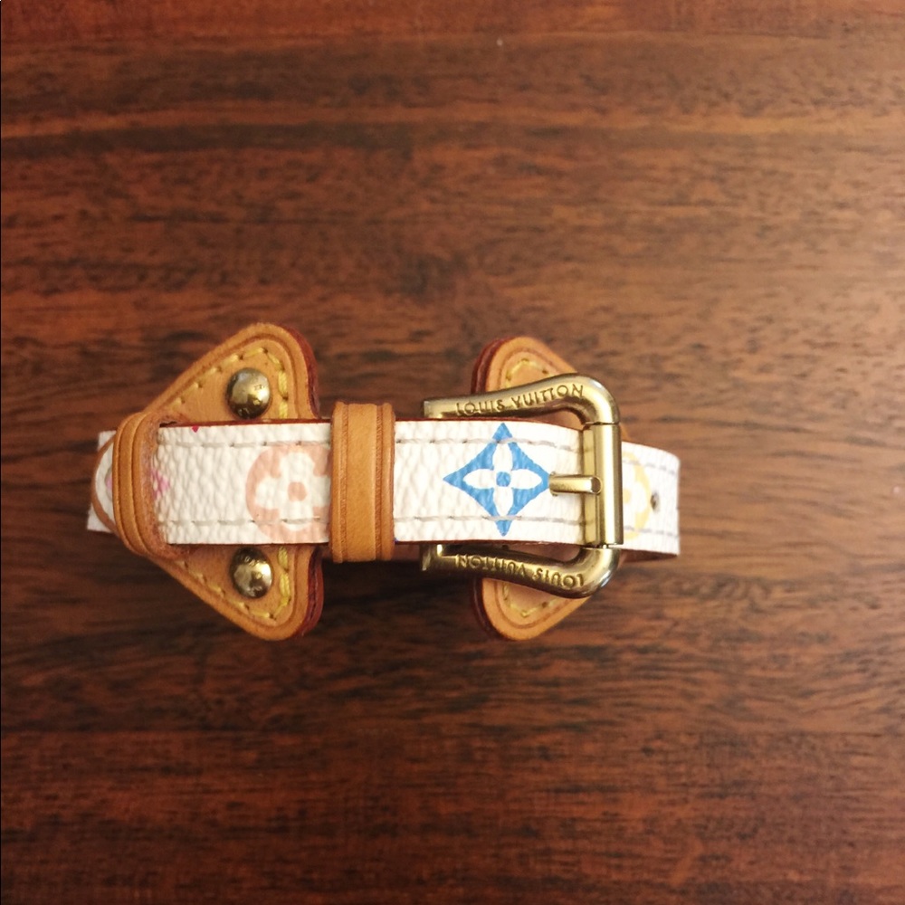White Louis Vuitton Logo Canvas Cuff