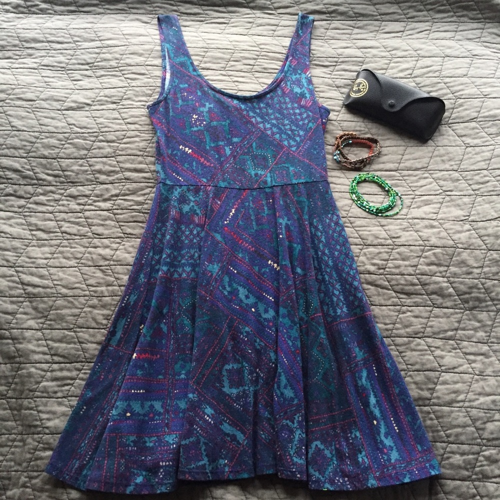 Urban Outfitters blue cotton skater dress