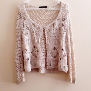 Beige crochet Cardigan