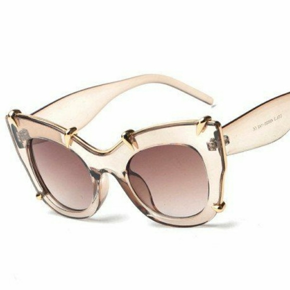 Cat eye golden claw edge detailed sunglasses brown - Picture 1 of 1