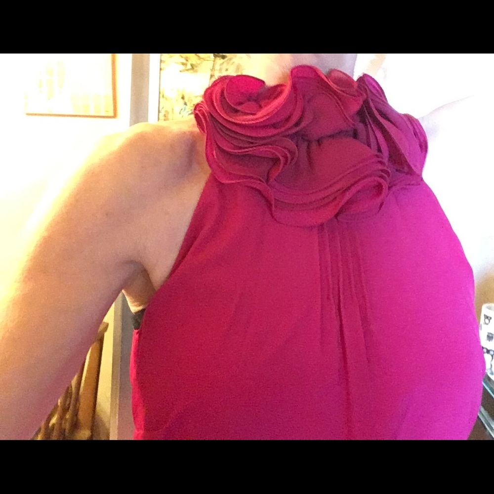 Ann Taylor Stunning Floral red Roses Top- tie back
