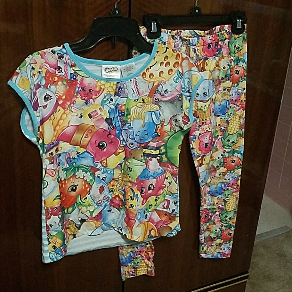 Shopkins leggings and shirt - M sz 7/8