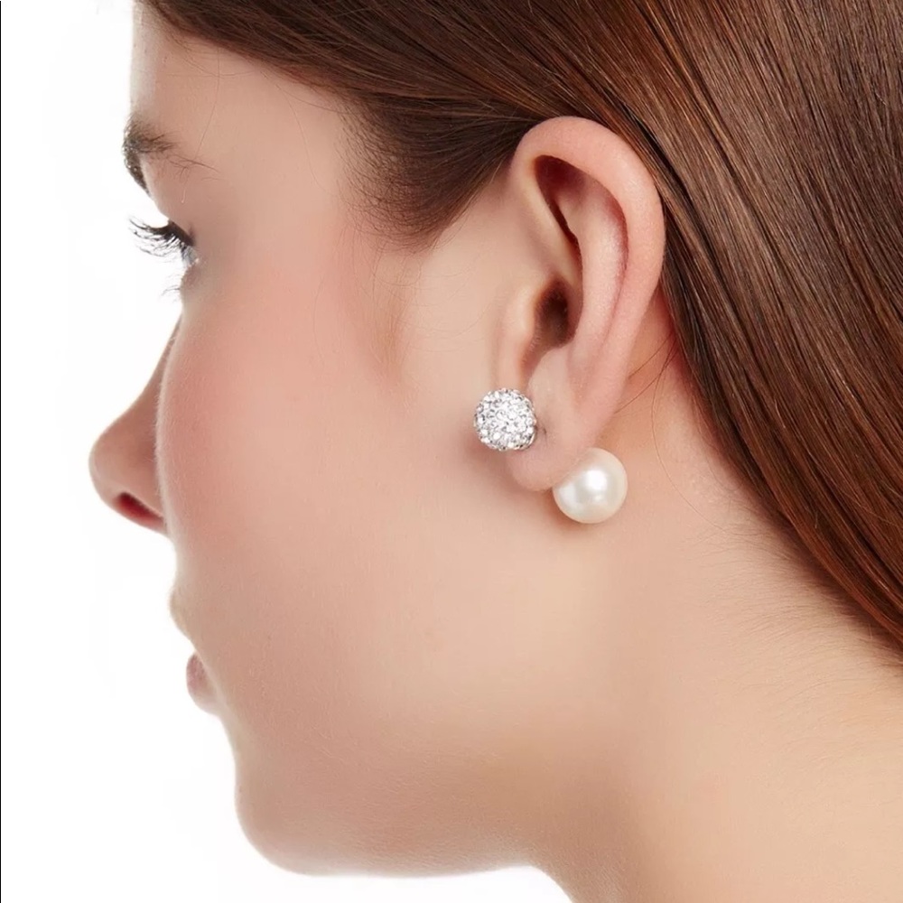 RARE SPLENDID 11mm White Shell Pearl Ball Earrings