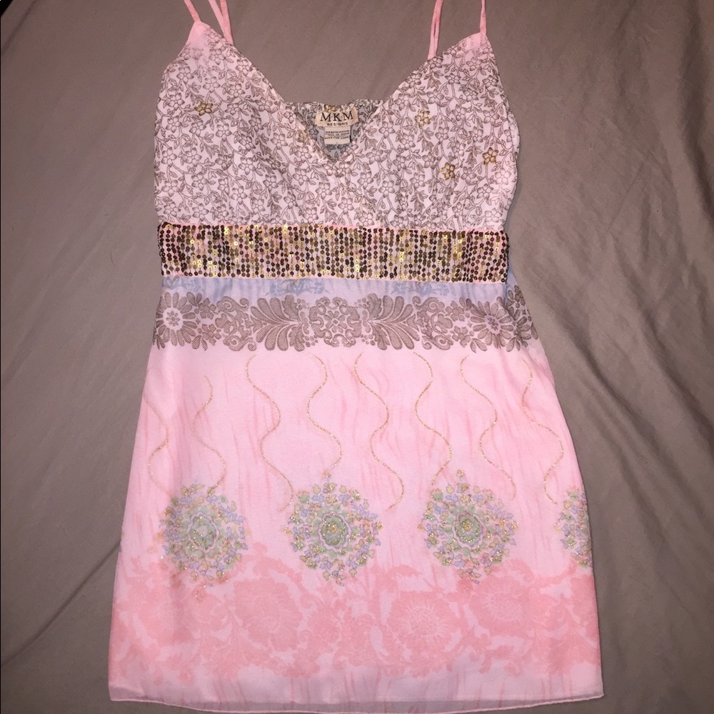Pink & gold detail boho top