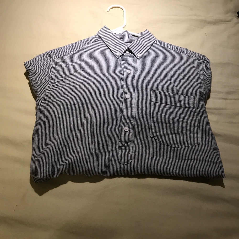 Blue and white striped shirt