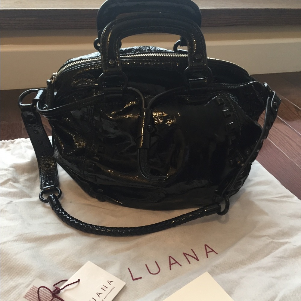 Luana Black Patent Leather Bag