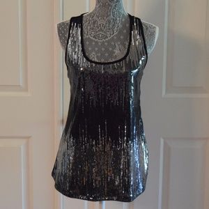 NWT Black and Silver Sequin Tank Top