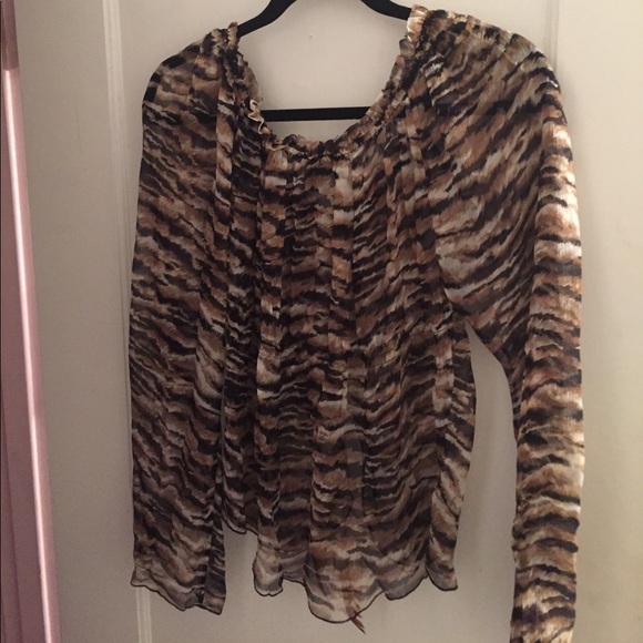 Guess Sheer Leopard Print Top - Picture 2 of 3