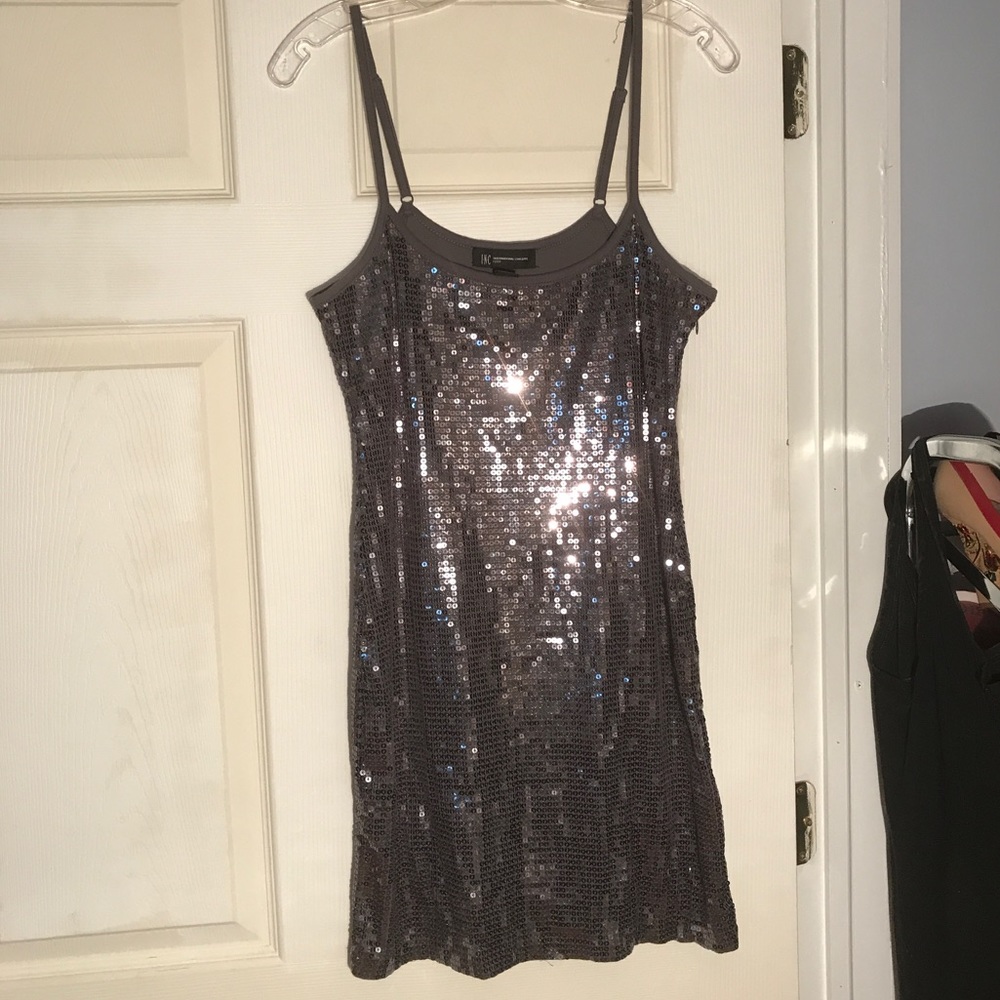 Silver sequin mini dress cotton stretch