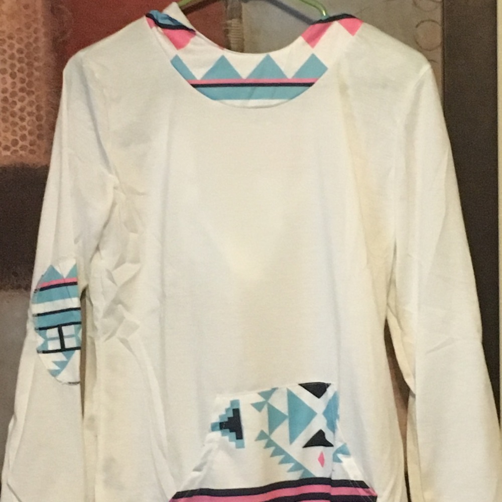 Women's long sleeve printed hooded top