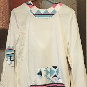 Women's long sleeve printed hooded top