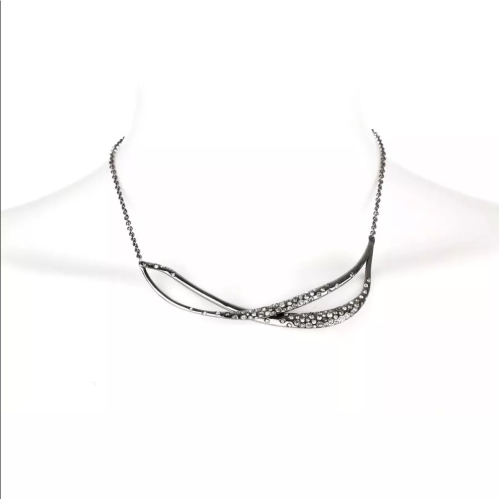 ALEXIS BITTAR Wave Crescent Crystal Bib Necklace