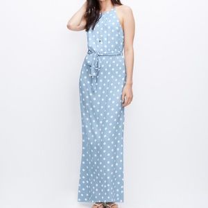 Ann Taylor Petite Polka Dot Maxi Dress in Blue