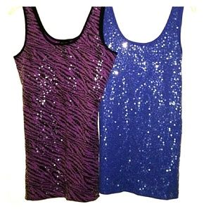 Purple and Blue holographic sequin tank tops