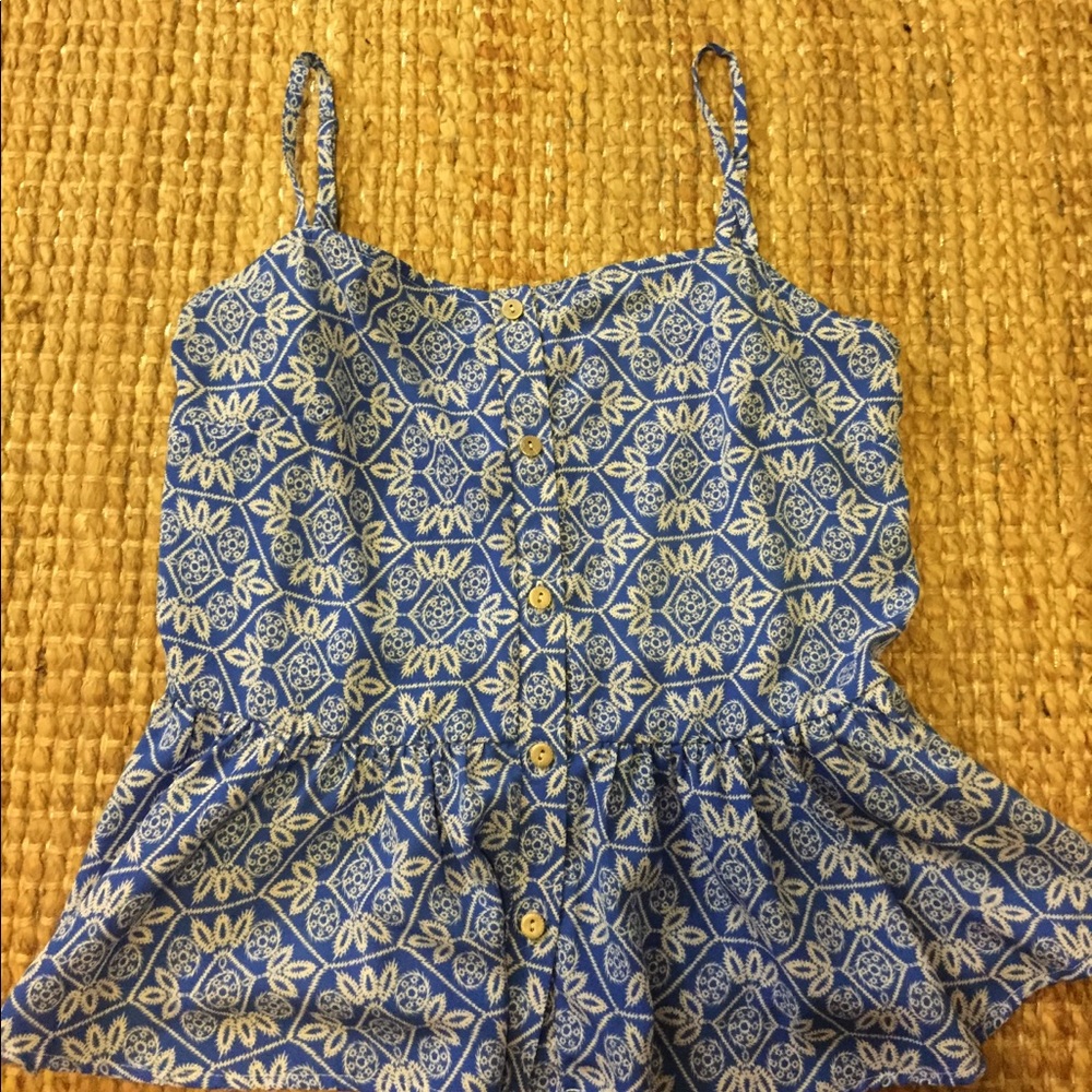 blue and white blouse