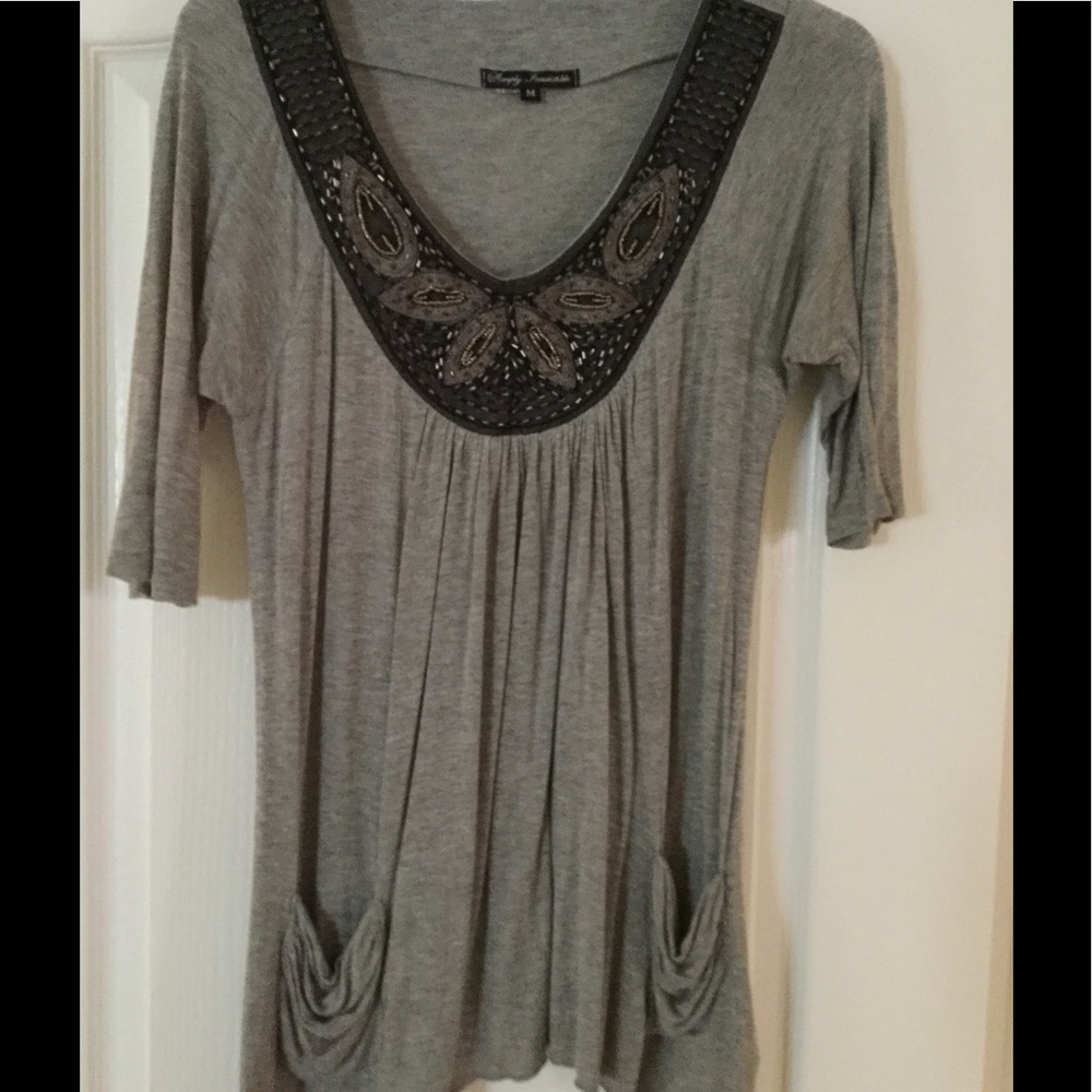 Gray & black sequined tunic