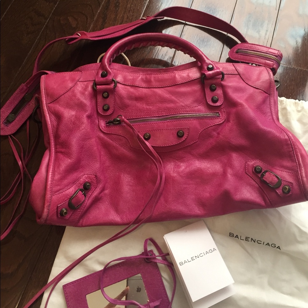Balenciaga Magenta Motorcycle Bag