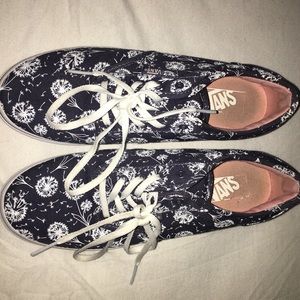 navy blue and white dandy lion vans