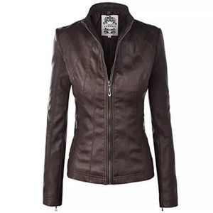 MBJ Faux Leather Jacket with Stitching Detail