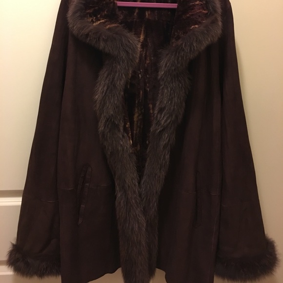 Reversiable Shearling Swing Coat and genuine fox - Picture 5 of 7