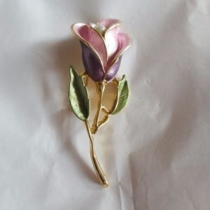 Gorgeous, detailed enamel rose pin