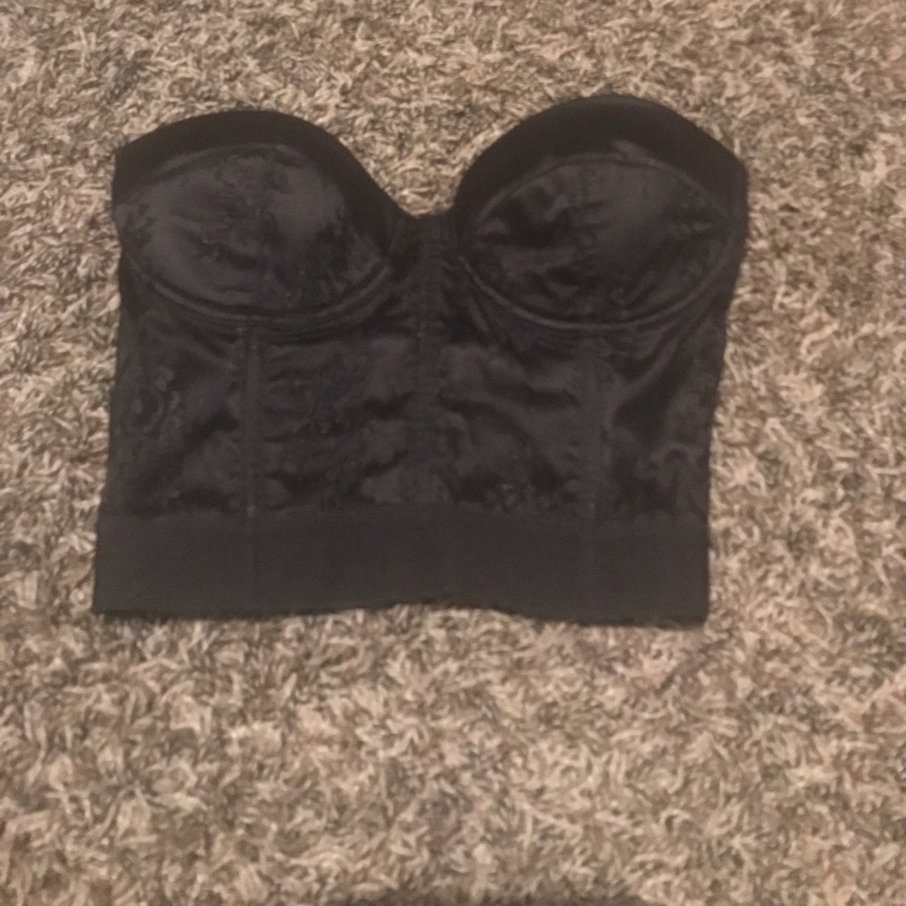 Black lace crop top bustier