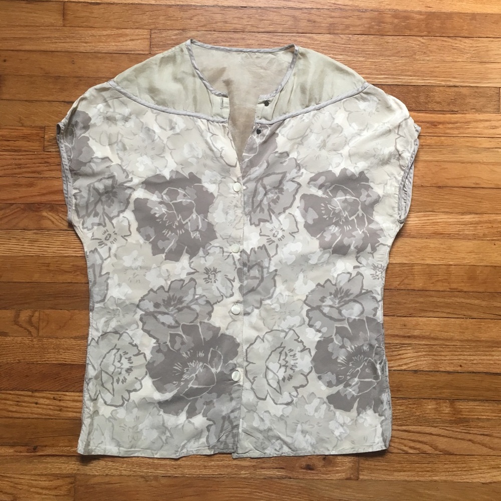 Vintage Silk Floral Blouse - Size S
