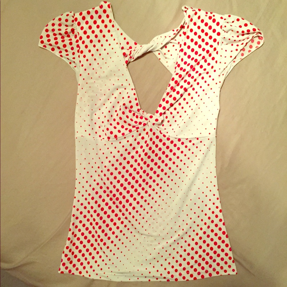 Retro red & white dotted top, size sm