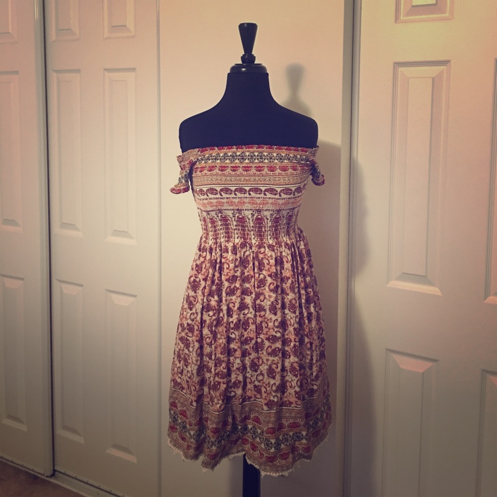 BOHO OFFtheShoulder Pattern Dress