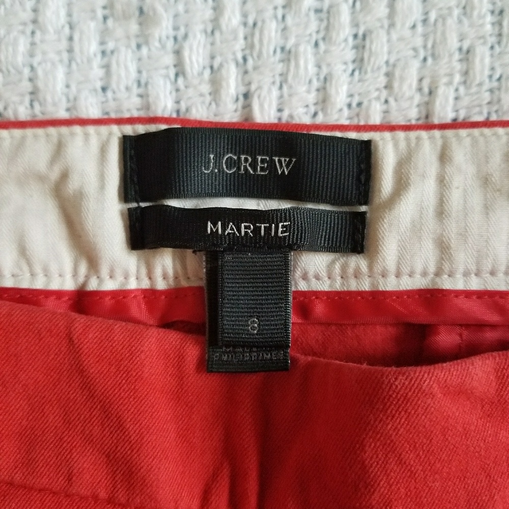 Red J. Crew Martie Pants Size 8