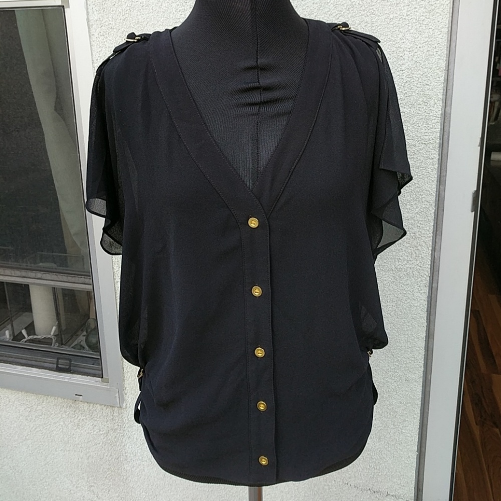 Blockout black chiffon top