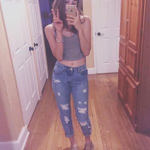 lightwash ripped boyfriend jeans