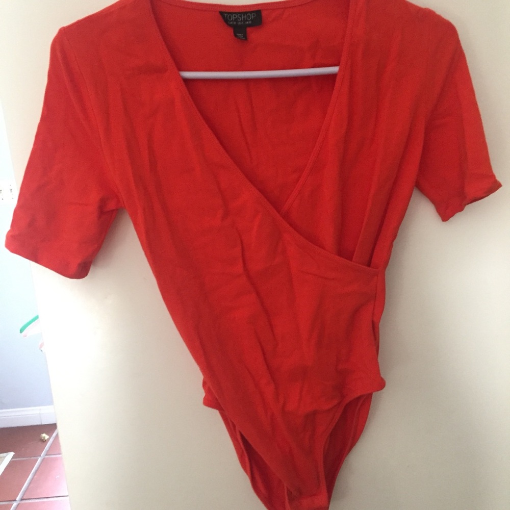 Topshop Half Sleeve Wrap Bodysuit