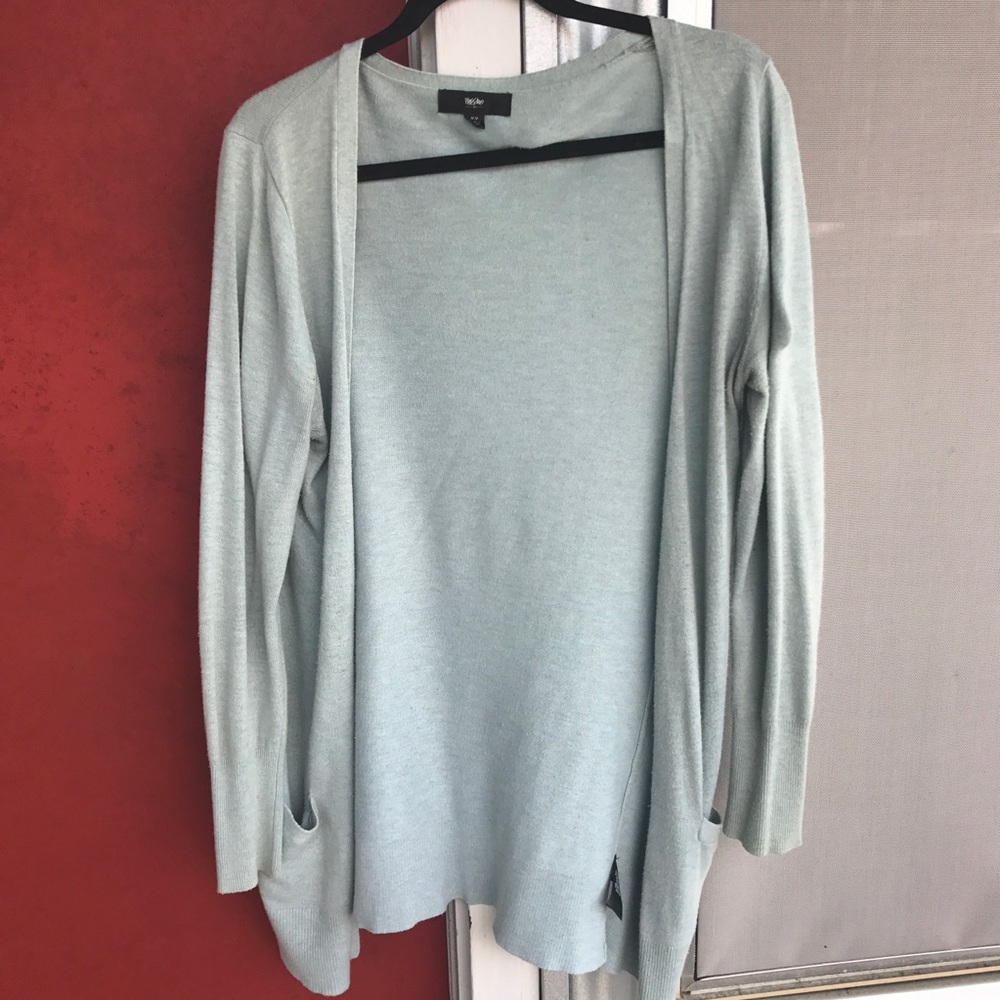 long blue cardigan