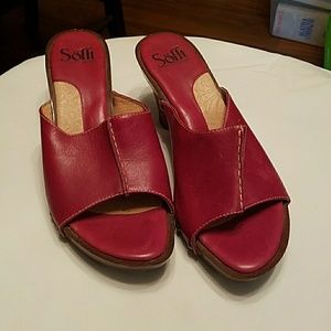 Cute red leather mules!