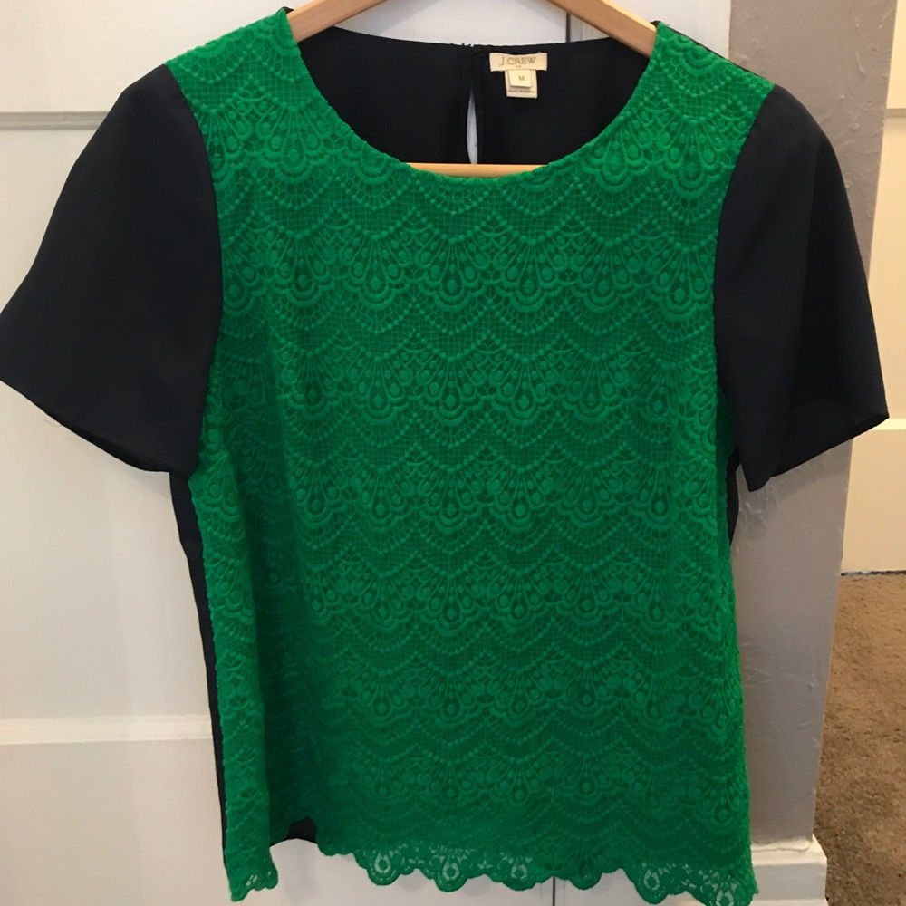 J. Crew Lace and Chiffon Blouse