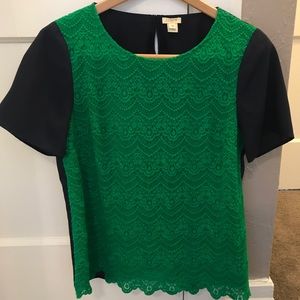 J. Crew Lace and Chiffon Blouse