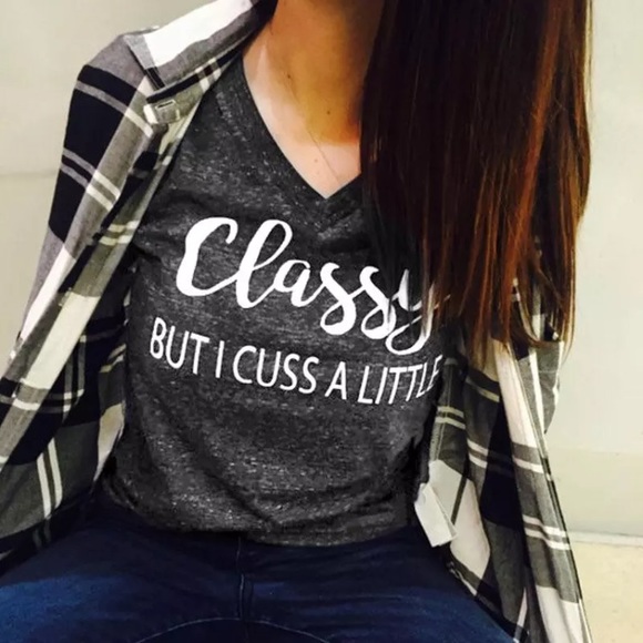 Size L, XL "Classy But I Cuss a Little" Shirt - Picture 2 of 2
