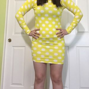 Topshop Yellow Polka Dot Bodycon Dress