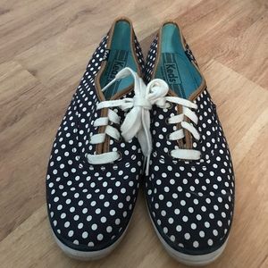 Keds navy blue polka dot canvas shoes size  9.5.