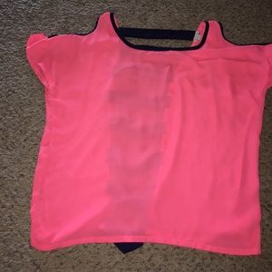 Coral/Navy top Large